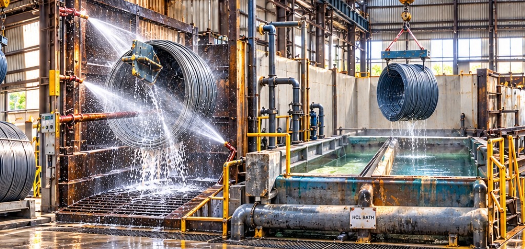 Industrial wire processing and wire drawing line