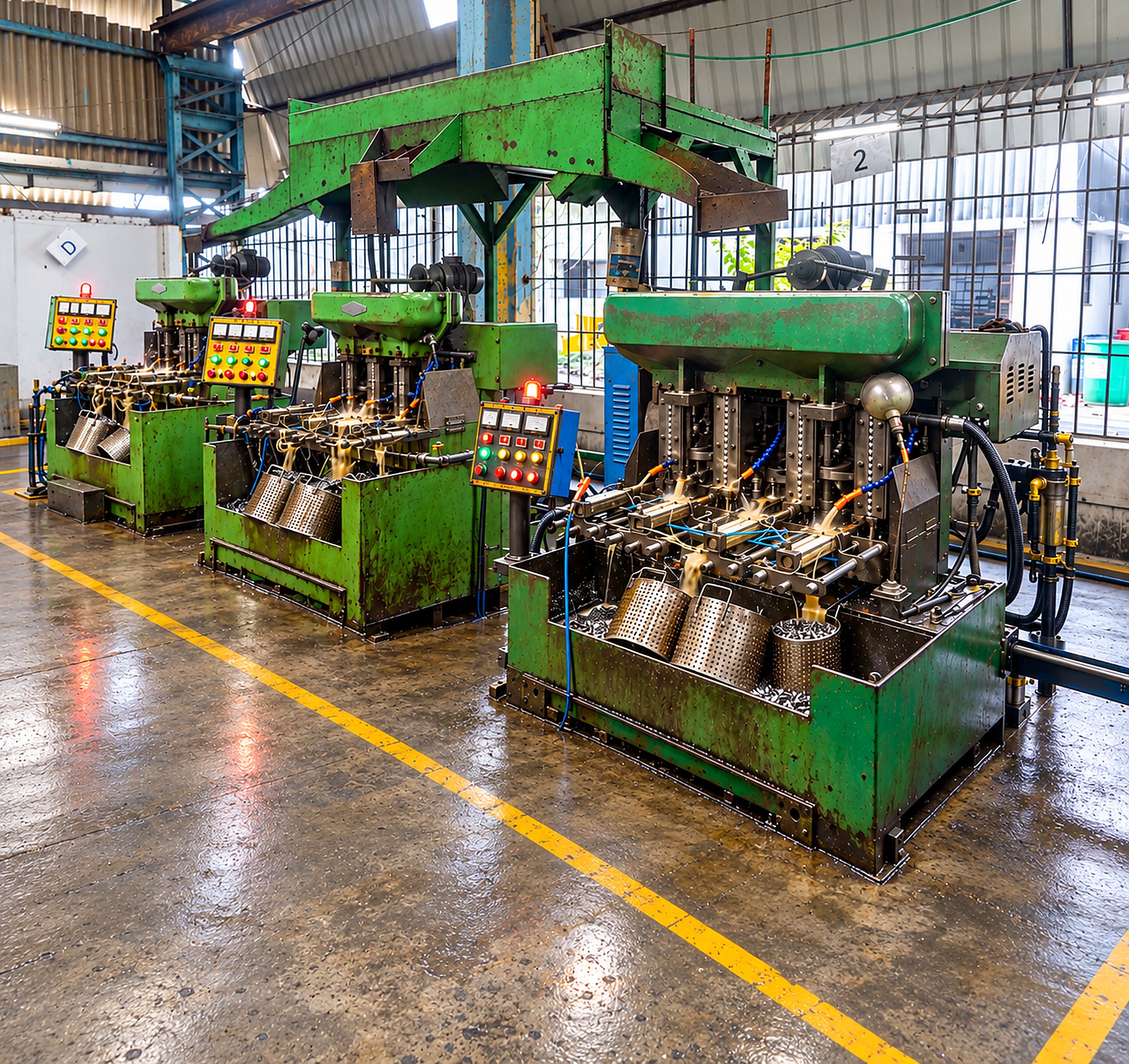 Industrial nut-forming and tapping equipment